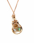 Baikalla Jewelry Gold Jadeite Necklace 18k Rose Gold Jadeite Jade Diamond Pendant Necklace ( Ice & Green & Yellow Jade )