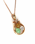Baikalla Jewelry Gold Jadeite Necklace 18k Rose Gold Jadeite Jade Diamond Pendant Necklace ( Ice & Green & Yellow Jade )