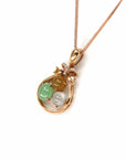 Baikalla Jewelry Gold Jadeite Necklace 18k Rose Gold Jadeite Jade Diamond Pendant Necklace ( Ice & Green & Yellow Jade )