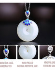 Baikalla Jewelry Silver Jade Necklace Baikalla™ "Circle of Happiness" Genuine White Nephrite Jade Necklace With Silver Accents