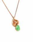Baikalla Jewelry Gold Jadeite Necklace 18k Rose Gold Jadeite Jade Diamond Pendant Necklace