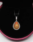 Baikalla Jewelry Gold Gemstone Necklace 18K Tear Drop Ethiopian Fire Opal Pendant Necklace