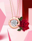 Baikalla Jewelry Baikalla™ Love Collection 18K Rose Gold Genuine Red Ruby & Diamond Round Rose Flower Love Necklace