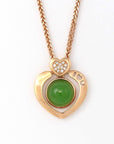 Baikalla Jewelry Gold Jade Necklace Baikalla™ " I♡U " 18K Gold Genuine Nephrite Green Jade Heart Shape Pendant Necklace With Diamonds