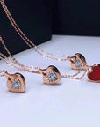 Baikalla Jewelry 18k Gold Agate & Diamond Pendant Necklace 18K Rose Gold Genuine Red Agate & Diamond Necklace(2 in 1)