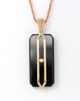 Baikalla Jewelry Nephrite Jade Necklace 18k Rose Gold Genuine Nephrite Black Jade Men's Pendant Necklace With Diamonds ( high quality )