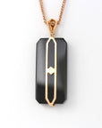 Baikalla Jewelry Nephrite Jade Necklace 18k Rose Gold Genuine Nephrite Black Jade Men's Pendant Necklace With Diamonds ( high quality )