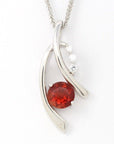 Baikalla Jewelry Sunstone Necklace Sterling Silver Natural Red Oregon Sunstone Necklace With White Sapphire