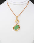 Baikalla Jewelry Gold Jadeite Necklace Baikalla™ "Love Swan" 18k Rose Gold Genuine Burmese Imperial Jadeite Swan Pendant Necklace With AA Ruby & SI Diamonds