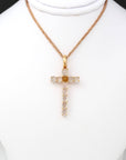 Baikalla Jewelry Gold Jadeite Pendant 18k Rose Gold White Translucent Burmese Ice & Yellow Jadeite Cross Pendant Necklace
