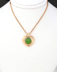 Baikalla Jewelry Gold Jade Necklace Baikalla™ " I♡U " 18K Gold Genuine Nephrite Green Jade Heart Shape Pendant Necklace With Diamonds