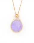 Baikalla Jewelry Lavender Jadeite Necklace 18K Rose Gold Natural Lavender Burmese Jadeite Cabochon Necklace With Genuine Diamonds