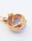 Baikalla Jewelry Lavender Jadeite Necklace 18K Rose Gold Natural Lavender Burmese Jadeite Cabochon Necklace With Genuine Diamonds