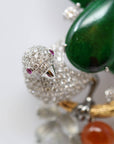 Baikalla Jewelry 18k Gold Jadeite Necklace "Bird on A Tree" Baikalla Jewelry Signature Neck-piece Brooch Necklace