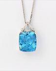 Baikalla Jewelry gemstone jewelry 18k White Gold Genuine Swiss Blue Topaz & Diamonds Pendant Necklace