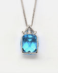 Baikalla Jewelry gemstone jewelry 18k White Gold Genuine Swiss Blue Topaz & Diamonds Pendant Necklace