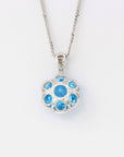 Baikalla Jewelry Gemstone Pendant Necklace 18k White Gold Genuine Swiss Blue Topaz & Diamonds Pendant Necklace