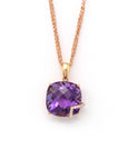 Baikalla Jewelry 18k Rose Gold Genuine AAA Amethyst Pendant Necklace