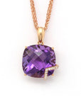 Baikalla Jewelry 18k Rose Gold Genuine AAA Amethyst Pendant Necklace