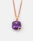 Baikalla Jewelry 18k Rose Gold Genuine AAA Amethyst Pendant Necklace