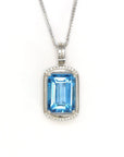 Baikalla Jewelry 18k White Gold Genuine Topaz & Diamonds Pendant Necklace