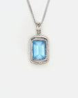Baikalla Jewelry 18k White Gold Genuine Topaz & Diamonds Pendant Necklace