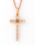 Baikalla Jewelry Gold Jadeite Pendant 18k Rose Gold White Translucent Burmese Ice & Yellow Jadeite Cross Pendant Necklace