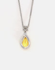 Baikalla Jewelry Gemstone Pendant Necklace 18k White Gold Genuine Citrine & Diamonds Pendant Necklace with Tourmaline