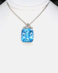 Baikalla Jewelry gemstone jewelry 18k White Gold Genuine Swiss Blue Topaz & Diamonds Pendant Necklace