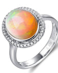 Baikalla Jewelry gold gemstone ring 6.5 Baikalla™ "Alice" 18k Gold Oval Ethiopian Opal Ring w/Diamonds
