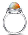 Baikalla Jewelry gold gemstone ring Baikalla™ "Alice" 18k Gold Oval Ethiopian Opal Ring w/Diamonds