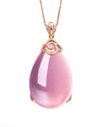 Baikalla Jewelry Gold Gemstone Necklace 18k Rose Gold Royal Rose Quartz Pendant Necklace with Diamonds
