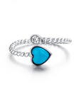 Baikalla Jewelry Silver Turquoise Ring Baikalla™ "Love is Here" Sterling Silver Genuine Persian Blue Arizona Turquoise Love Ring