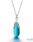 Baikalla Jewelry Gemstone Pendant Necklace Baikalla™ "Sasha" Genuine Turquoise Drop Pendant Necklace with Sterling Silver