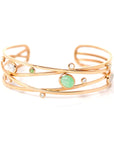 Baikalla Jewelry Gold Jade Bracelet 18k Rose Gold Oval Bracelet Bangle with Jade & Diamonds