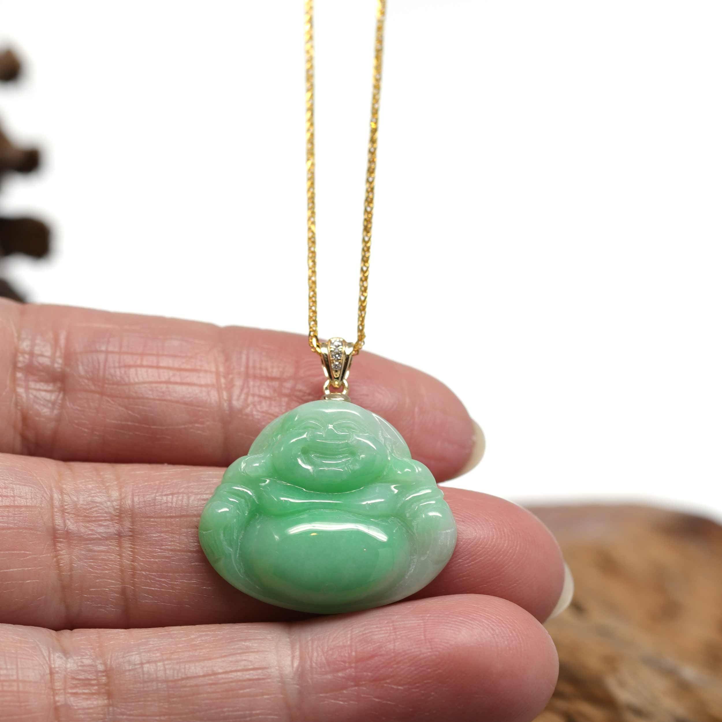 Baikalla Jade Buddha Pendant 14k Gold 18k Gold Jadeite Buddha