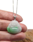 Baikalla Jewelry Jade Buddha Pendant Baikalla™ "Laughing Buddha" Genuine Vibrant Green Jadeite Buddha Pendant Necklace With 14k White Gold Bail