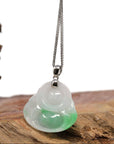 Baikalla Jewelry Jade Buddha Pendant Baikalla™ "Laughing Buddha" Genuine Vibrant Green Jadeite Buddha Pendant Necklace With 14k White Gold Bail