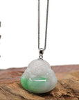 Baikalla Jewelry Jade Buddha Pendant Baikalla™ "Laughing Buddha" Genuine Vibrant Green Jadeite Buddha Pendant Necklace With 14k White Gold Bail