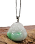 Baikalla Jewelry Jade Buddha Pendant Pendant Only Baikalla™ "Laughing Buddha" Genuine Vibrant Green Jadeite Buddha Pendant Necklace With 14k White Gold Bail