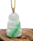 Baikalla Jewelry Jade Guanyin Pendant Necklace Nylon String Necklace Baikalla 14k "Goddess of Compassion" Genuine Burmese Jadeite Jade Guanyin Necklace With Diamond Bail