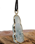 Baikalla Jewelry Jade Guanyin Pendant Necklace Baikalla 14k "Goddess of Compassion" Genuine Burmese Jadeite Jade Guanyin Necklace With Good Luck Design