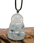 Baikalla Jewelry Jade Guanyin Pendant Necklace Baikalla 14k "Goddess of Compassion" Genuine Burmese Jadeite Jade Guanyin Necklace With Good Luck Design