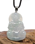 Baikalla Jewelry Jade Guanyin Pendant Necklace Nylon String Necklace Baikalla "Goddess of Compassion" Genuine Burmese Jadeite Jade Guanyin Necklace With Good Luck Design 14K Gold Bail