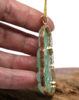 Baikalla Jewelry Jade Guanyin Pendant Necklace "Goddess of Compassion" 14k Yellow Gold Genuine Burmese Jadeite Jade Guanyin Necklace With Good Luck Design