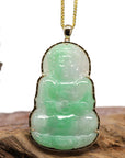 Baikalla Jewelry Jade Guanyin Pendant Necklace Nylon String Necklace "Goddess of Compassion" 14k Yellow Gold Genuine Burmese Jadeite Jade Guanyin Necklace With Good Luck Design