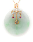 Baikalla Jewelry God Jadeite Necklace 18k Rose Gold Genuine Jadeite Constellation Horoscope (Libra) Necklace Pendant with Diamonds & Ruby