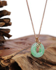 Baikalla Jewelry 18k Gold Jadeite Necklace Baikalla™ "Good Luck Birdie" 18k Rose Gold Genuine Burmese Jadeite Lucky Pendant Necklace With AA Ruby & Diamond