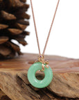 Baikalla Jewelry 18k Gold Jadeite Necklace Pendant Only 18k Rose Gold Genuine Burmese Jadeite Lucky Pendant Necklace With AA Ruby