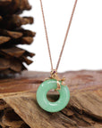 Baikalla Jewelry 18k Gold Jadeite Necklace 18k Rose Gold Genuine Burmese Jadeite Lucky Pendant Necklace With AA Ruby